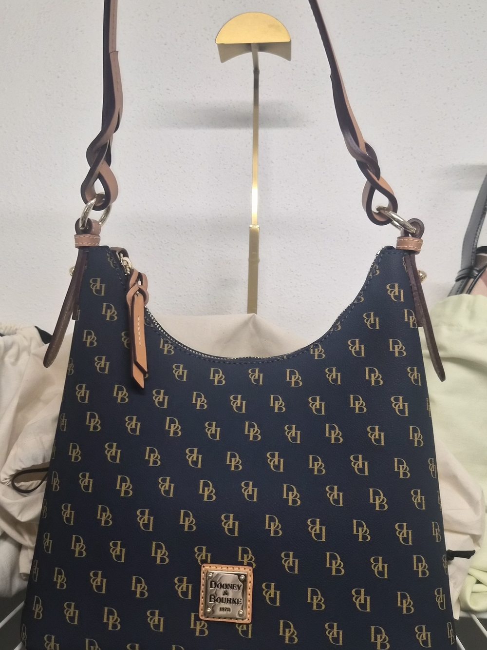 Dooney & Bourke Navy Signature Logo Shoulder Bag